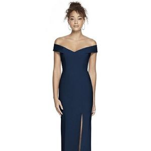 Bella Bridesmaids Off the Shoulder Long Navy Gown